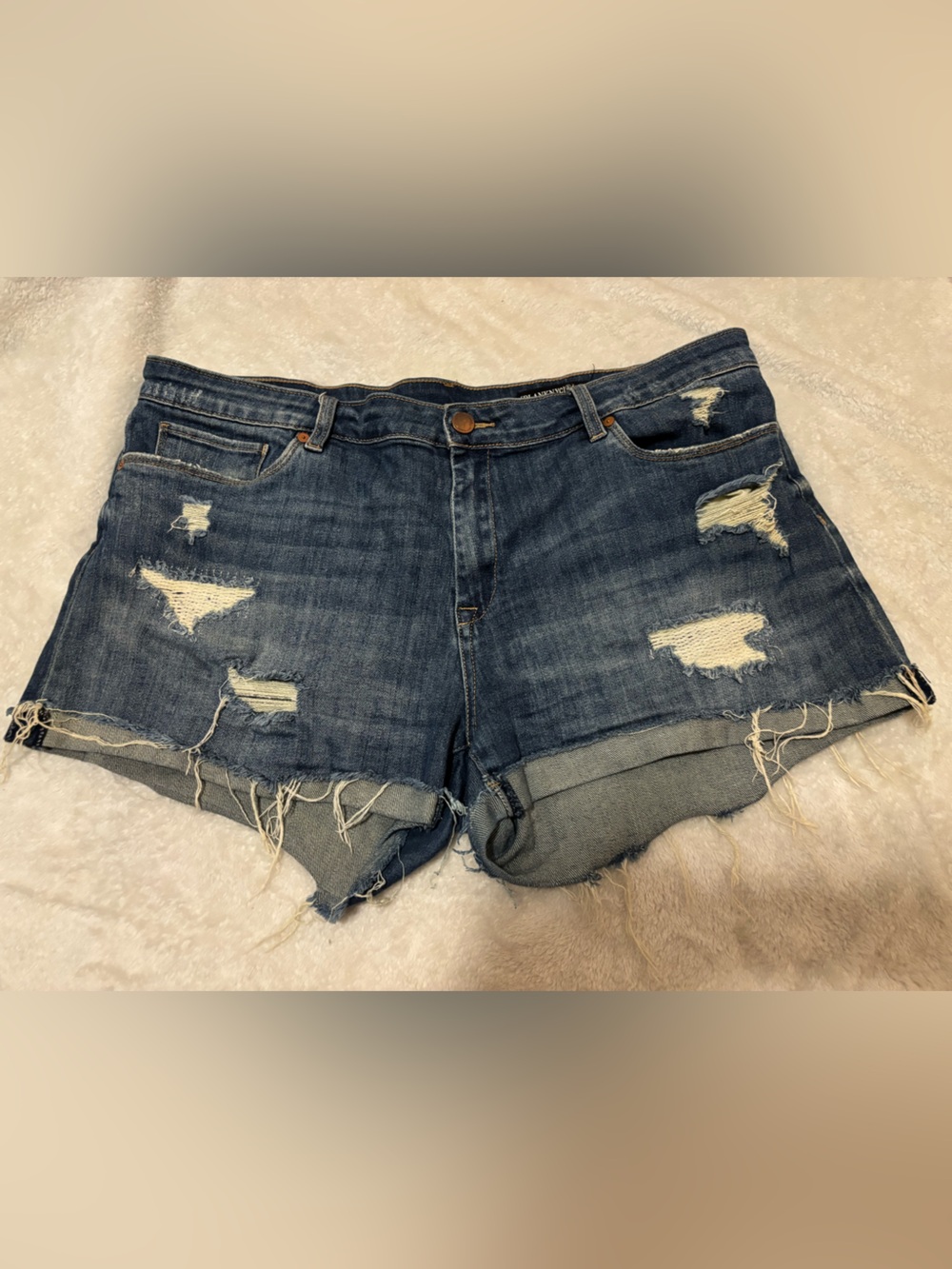 Blank NYC Distressed Dark Blue Denim Cutoff Shorts